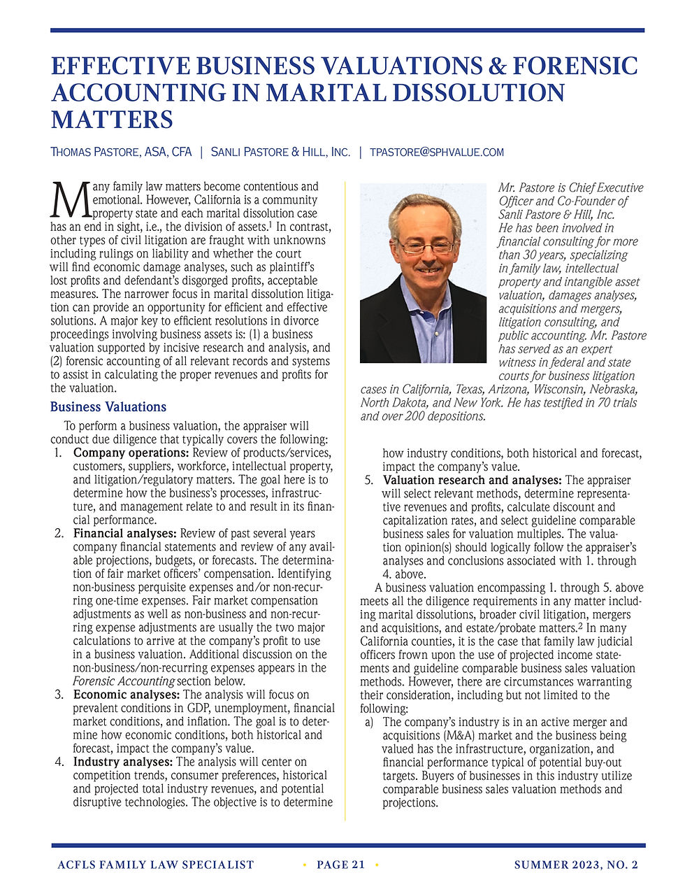 Effective Business Valuations & Forensic Accounting in Marital Dissolution Matters