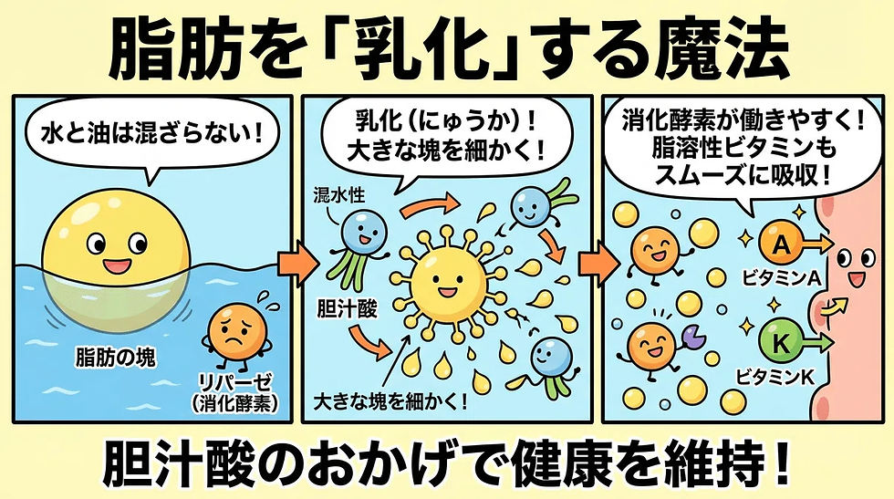 胆汁酸は脂肪を乳化する魔法