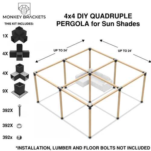 Quadruple Pergola for Sun Shade Monkey Brackets