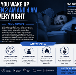 Functional medicine explanation of waking between 2 AM and 4 AM due to cortisol and blood sugar