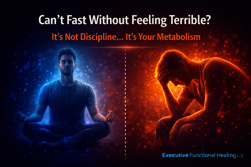 Man struggling with fatigue and dizziness while fasting due to metabolic imbalance