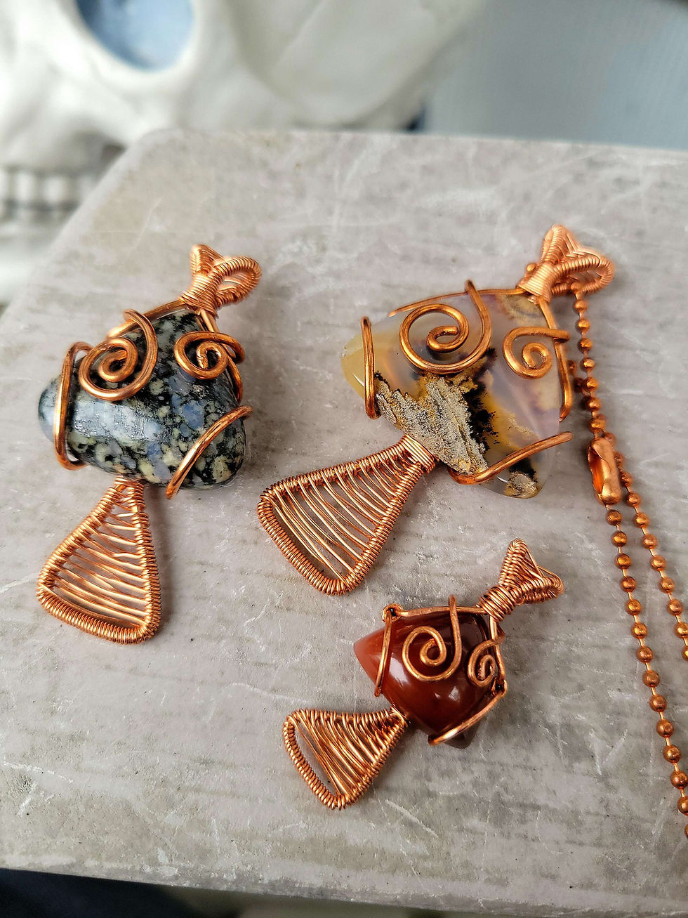 Thumbnail: group of crystal mushroom necklaces
