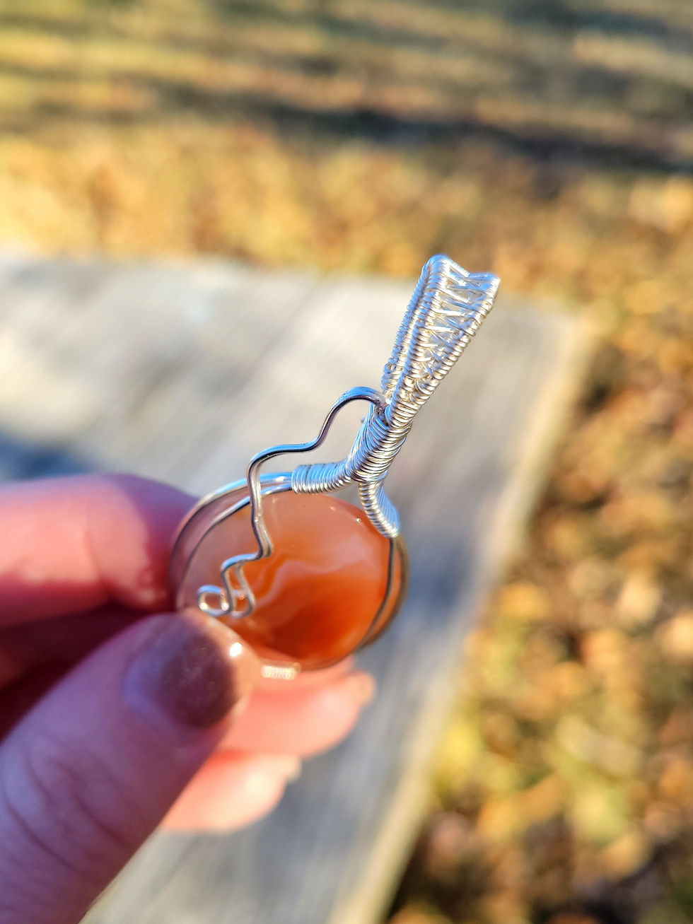 Thumbnail: light orange sardonyx pendant front view