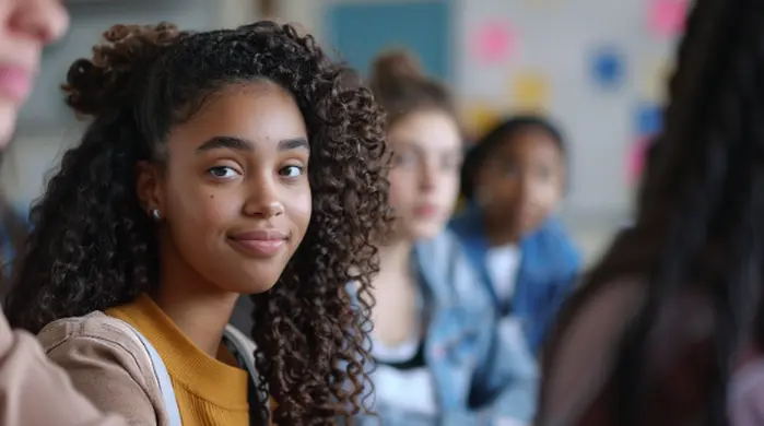 An image of a student in a diverse private school setting.