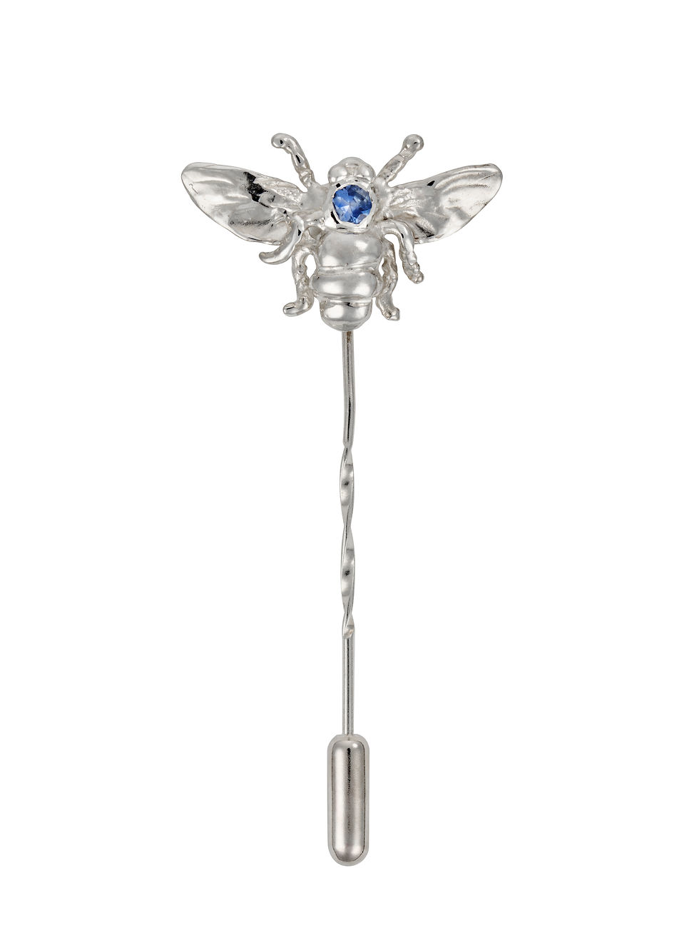 Thumbnail: Little Bee Tie Pin | Sterling Silver + Blue Sapphire