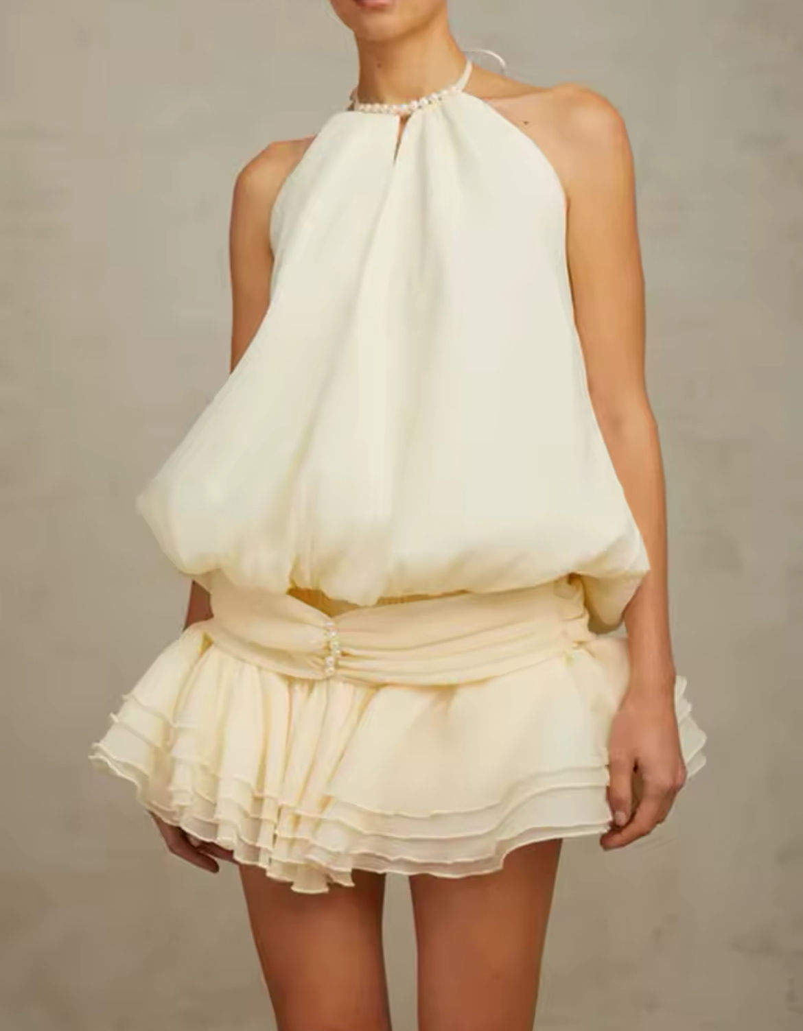 AMELIA mini ruffle chiffon dress 