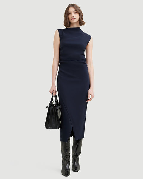 Modern Citizen Manon Asymmetric-neck ruched dress | apres Modern Citizen Manon Asymmetric-neck ruched dress | apres