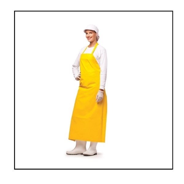 مريول عمل مطاطي PVC أصفر – 115×75 سم