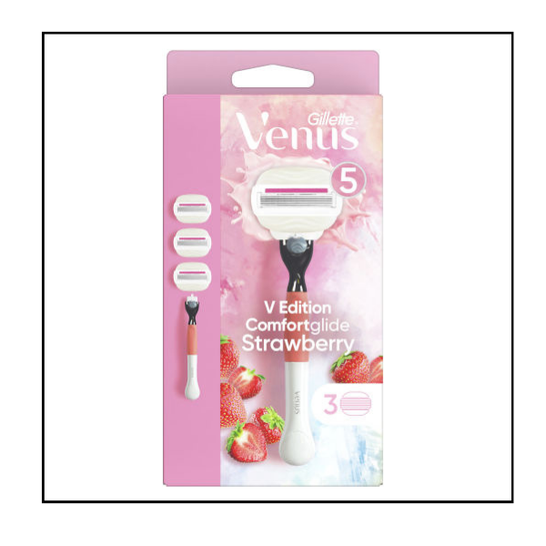 ماكنة جيليت فينوس Comfort Glide فراولة – 3 شفرات + مقبض