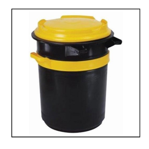 برميل نفايات مقوى – 76 لتر – غطاء اصفر