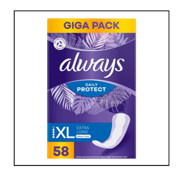 اولويز يومي – اكسترا لونج 58 قطعة، GIGA PACK