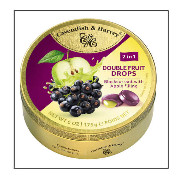 كافنديش & هارفي – حبات توت أسود وتفاح محشوة 2×1 – 175 غم – كرتونة 9 علب