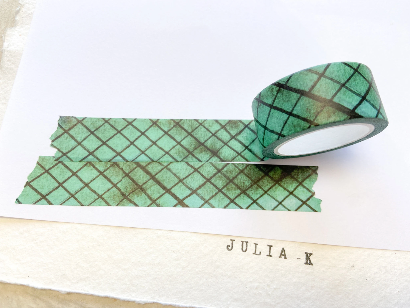 Julia K Washi Tape - Green Lattice