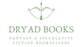 Our logo! An image of a bow and arrow pointing upwards, above text reading: Dryad Books, Fantasy and Speculative Fiction