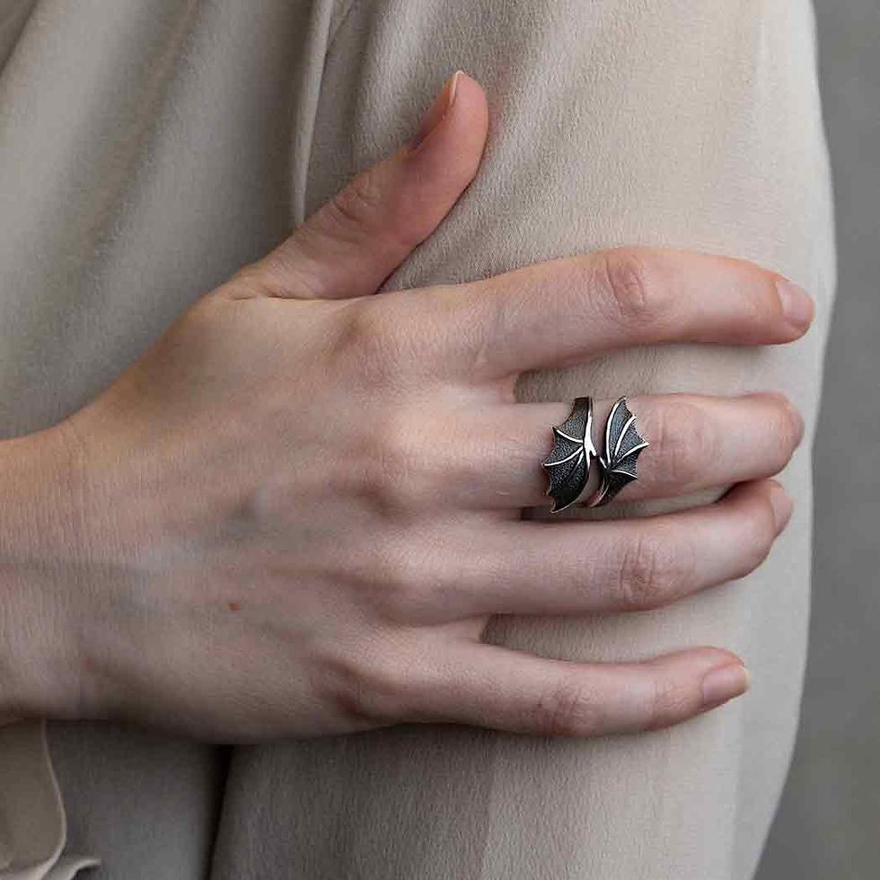 Adjustable Dragon Wing Ring Recycled Sterling Silver
