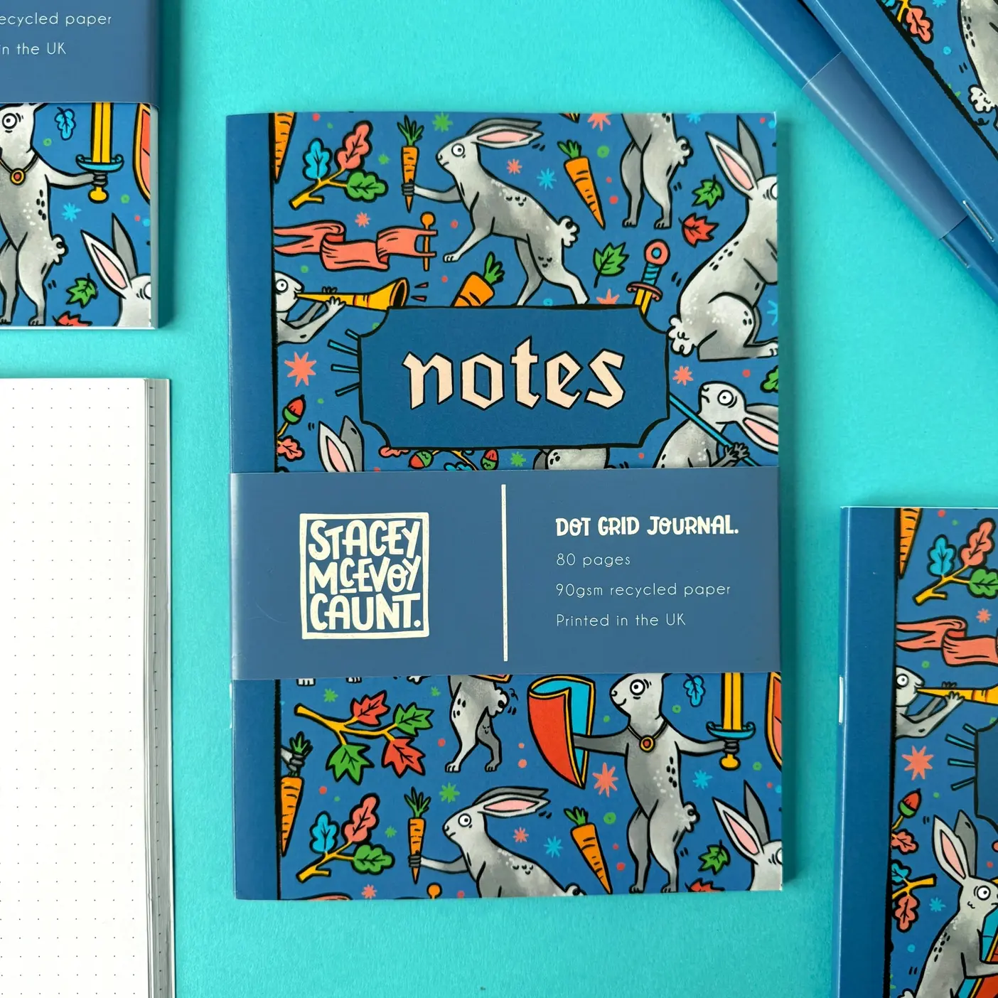 Medieval Duelling Bunnies A5 Dot Grid Notebook