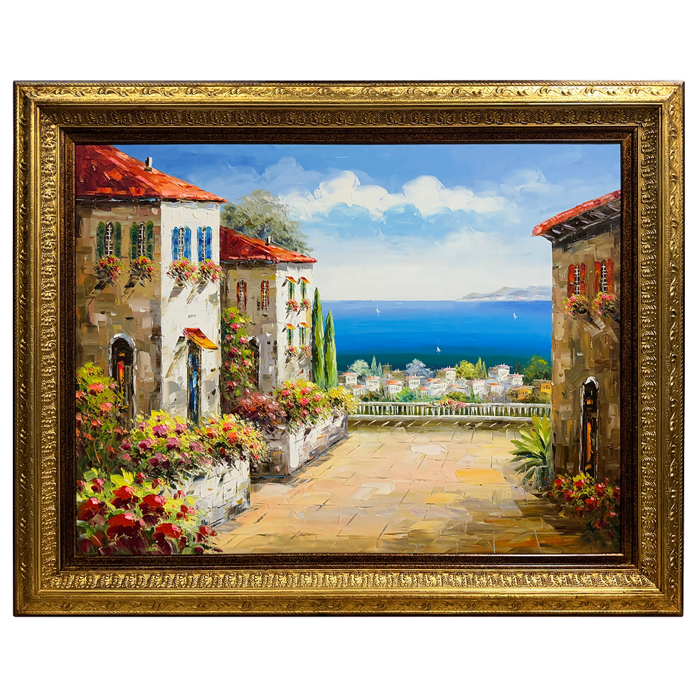 Thumbnail: Mediterranean Seascape Oil Painting 46.5"x58.25"