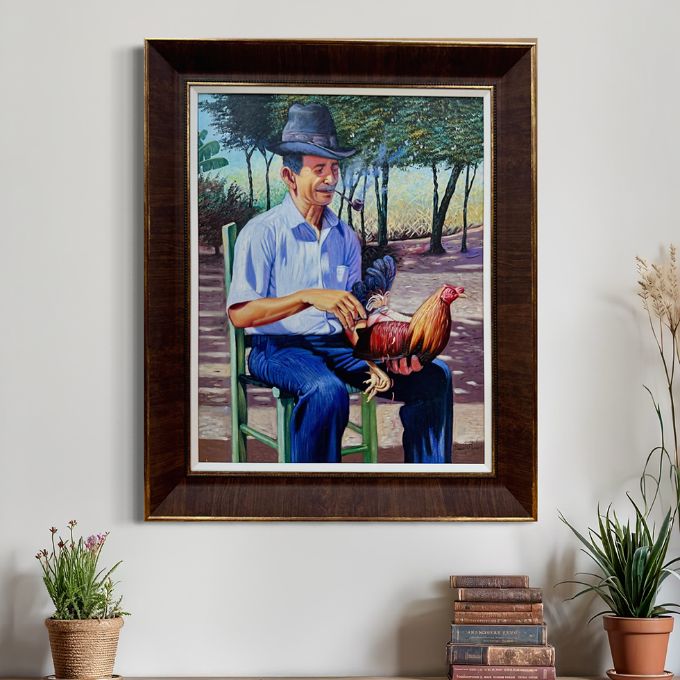 Thumbnail: Fighting Rooster Oil Painting 31"x37"