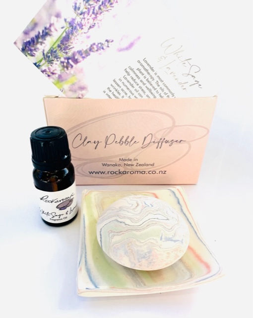 Thumbnail: MINT/OLIVE Clay Pebble Diffuser LARGE Set with 20 ml Fragrance Oil