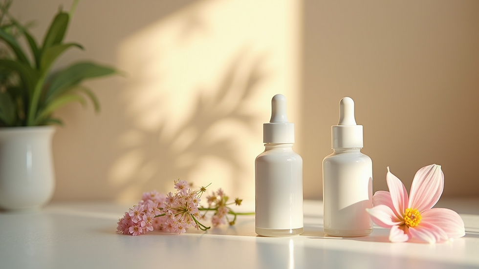 Close-up view of natural skincare products