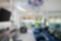 Contemporary living room for new build in Boise with custom blown glass chandelier