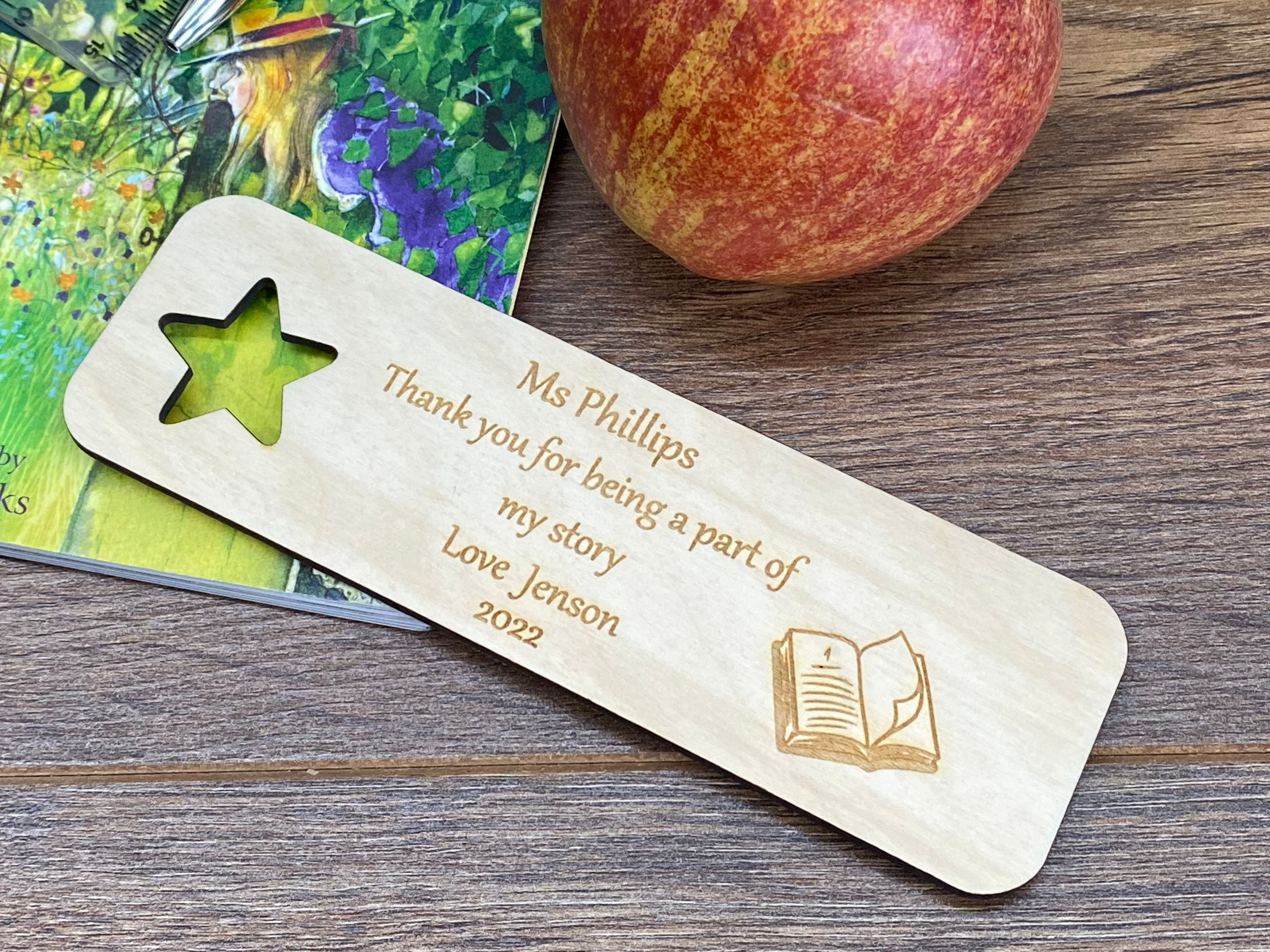 Teacher’s star wooden bookmark