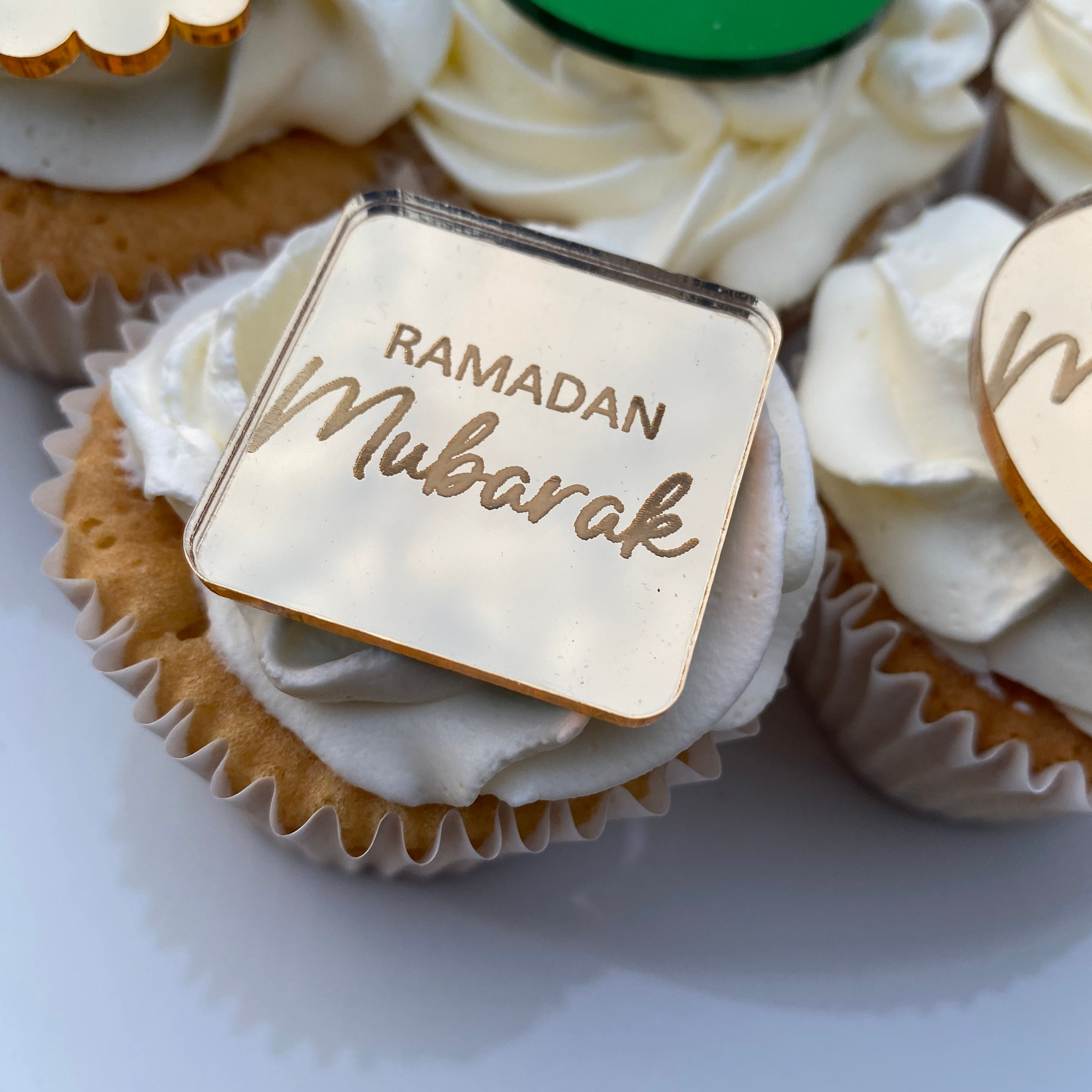 'RAMADAN MUBHARAK' acrylic cupcake toppers