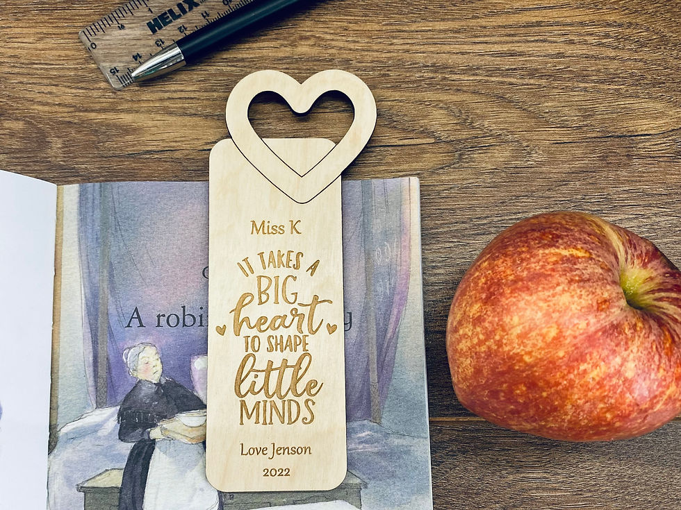 Thumbnail: Teacher’s heart wooden bookmark