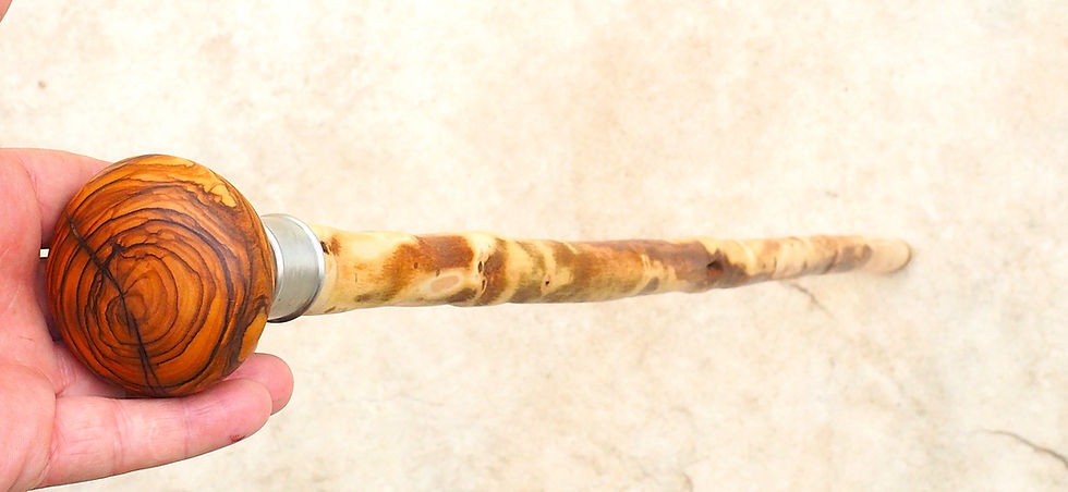 Thumbnail: two piece olive wood walking cane