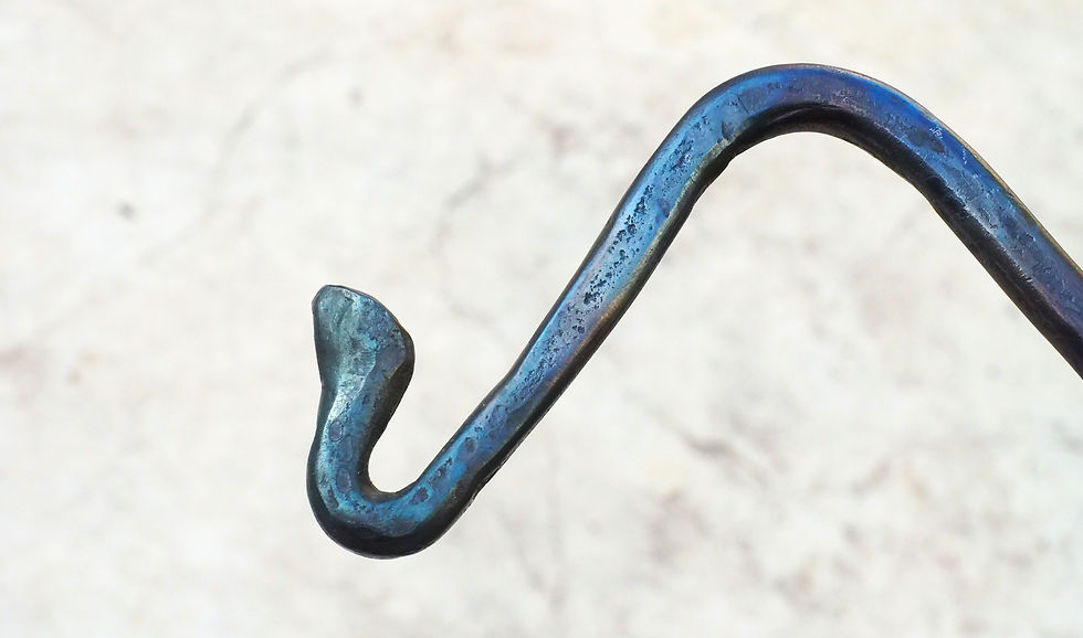 Thumbnail: steel crock handle /olive wood staff