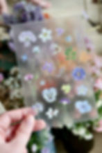 planche Stickers de fleurs pressées – Crépuscule (bleu & violet)