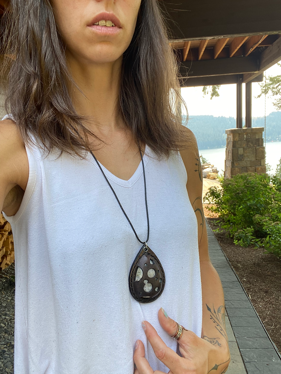 Thumbnail: Flower Agate Molded Leather Bubble Necklace