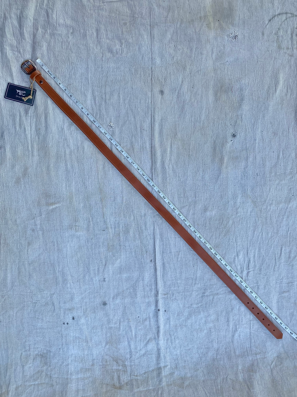 Thumbnail: Hand Grooved Light Tan And Silver Leather Belt