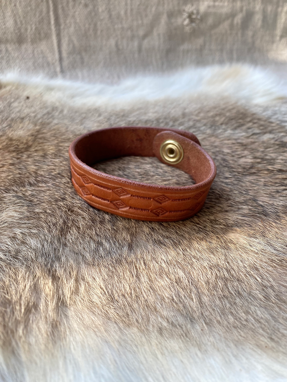 Thumbnail: Medium Hand Stamped Leather Bracelets