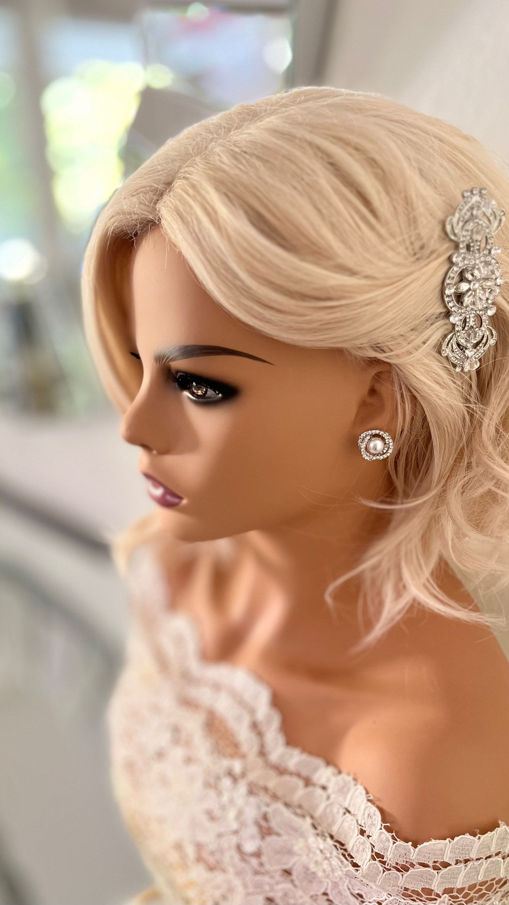  Cubic Zirconia Spiral And Pearl Earrings