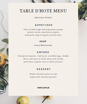 week 1 american service table dhote menu