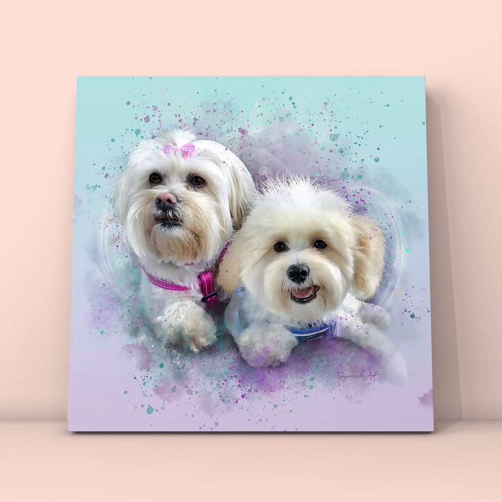 Thumbnail: Custom pet portrait on canvas | Memorial Pet Portrait
