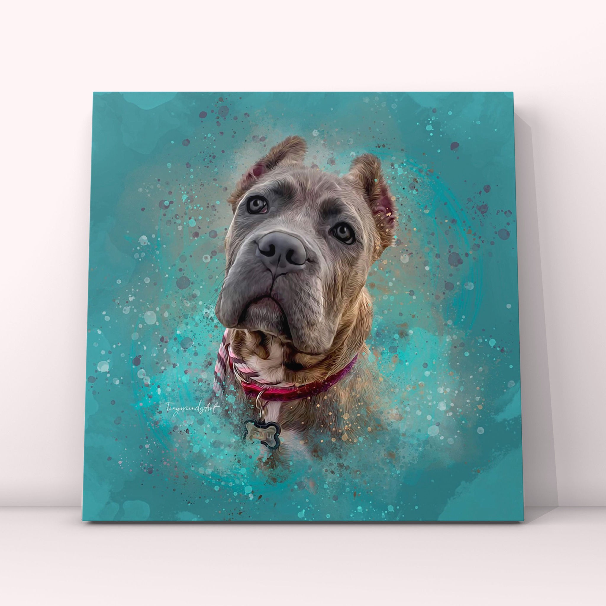 Custom pet portrait on canvas Splashy style