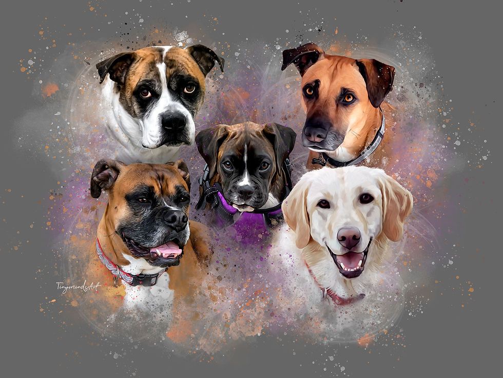 Thumbnail: Custom dog memorial portrait featuring a resting shepherd dog, created from a photo in a watercolor style with personalized n