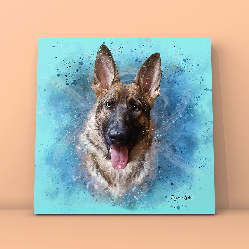 Thumbnail: Custom pet portrait on canvas Splashy style