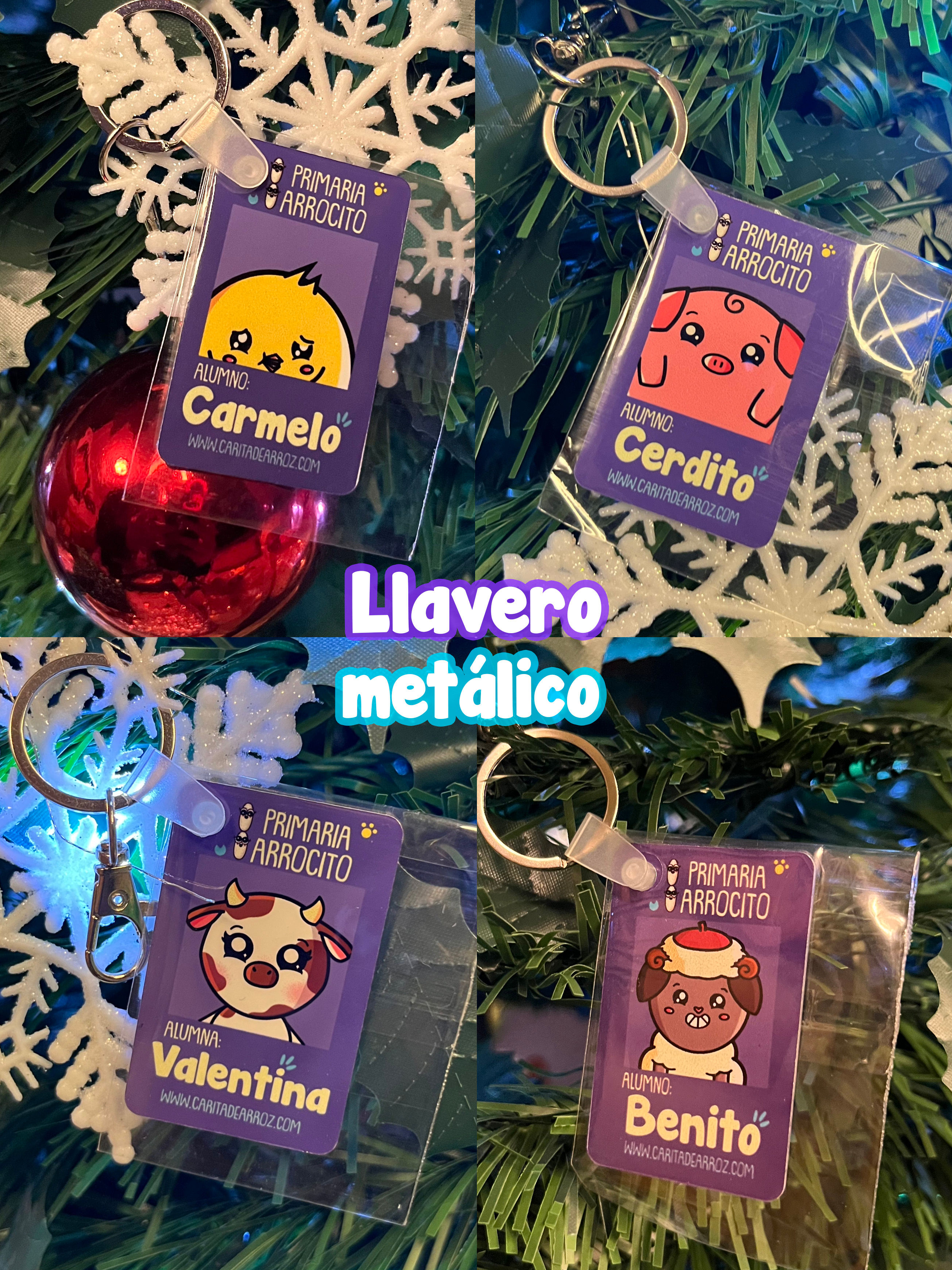 Llavero metálico CREDENCIAL | CARMELO | VALENTINA | CERDITO | BENITO