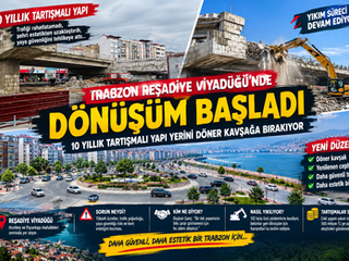 Trabzon Reşadiye Viyadüğü’nde Dönüşüm Başladı: 10 Yıllık Tartışmalı Yapı Yerini Döner Kavşağa Bırakıyor