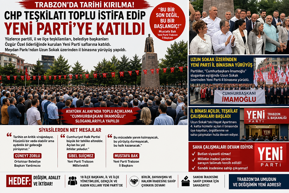 Trabzon’da Yeni Bir Dönem Başladı: CHP’den Toplu İstifa, Yeni Parti’ye Güçlü Geçiş