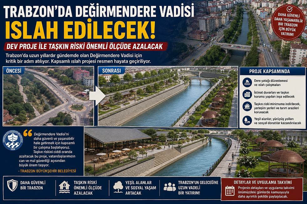 Trabzon’da Değirmendere Vadisi ıslah edilecek: Dev proje ile taşkın riski önemli ölçüde azalacak