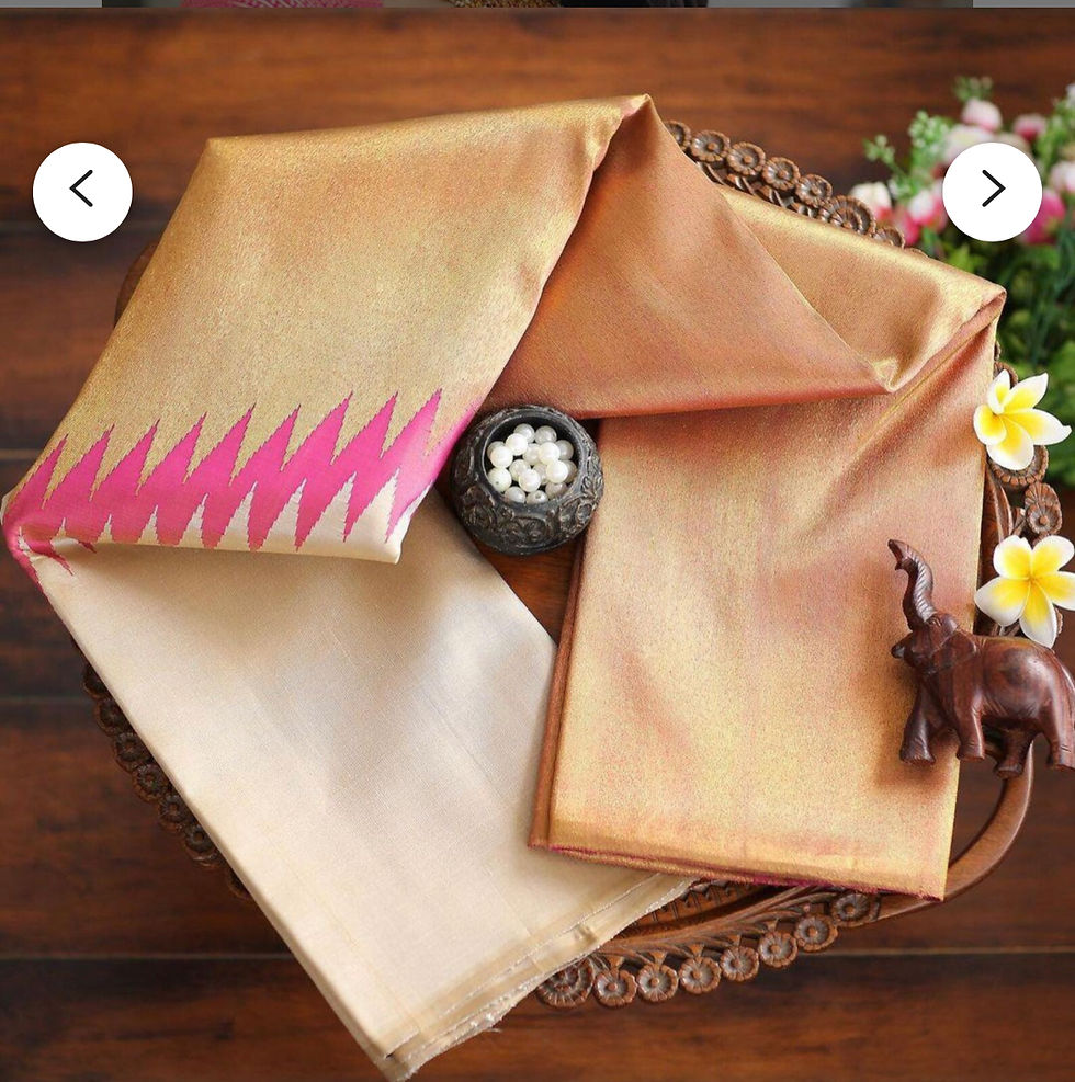 Thumbnail: Cream Lichi Silk Party Wear Weaving Work Saree Standard Blouse