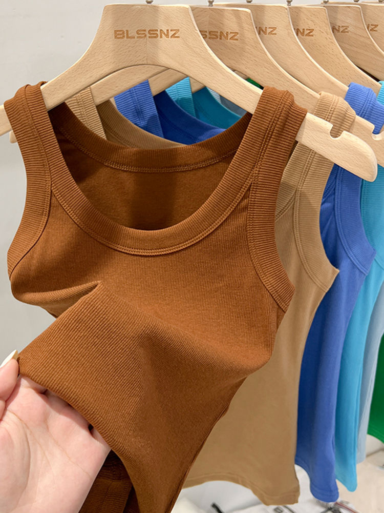 Thumbnail: zjaiss Women Solid Round Neck Ribbed Tank Top Camisole Women 2026 Summer Basic E