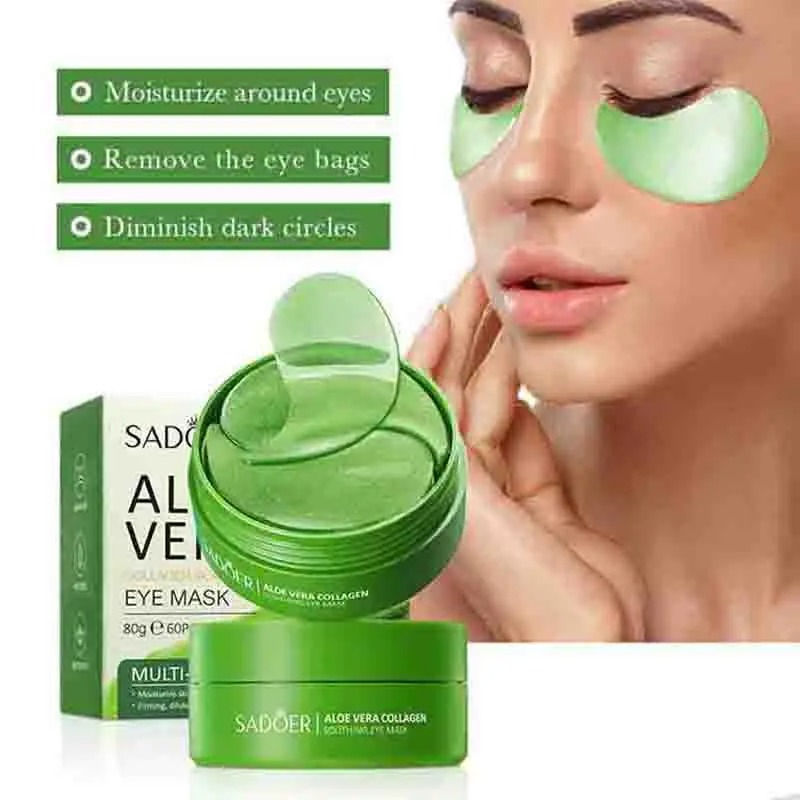 60pcs Aloe Vera Collagen Eye Mask Anti Dark Circles Eyes Bags Moisturizing Anti-