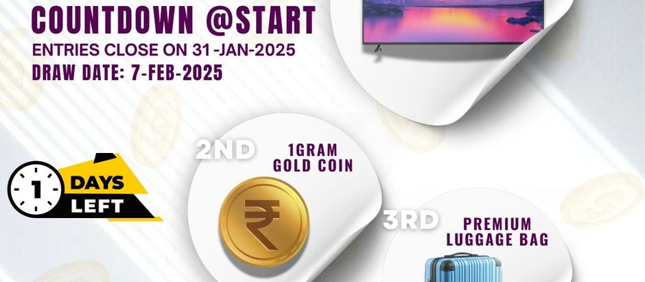 The Countdown has begun! Just 1 DAY LEFT to enter our exclusive Lucky Draw at Jindal Tiles & Bathware!