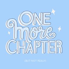Book phrase, one more chapter, hand lettering art, digital art