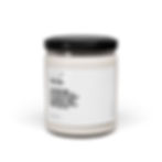 Coastal Reverie scented soy candle in a clear glass jar with black lid on white background